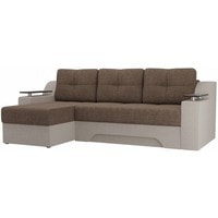 Угловой диван Craftmebel Сенатор (левый, боннель, рогожка, коричневый/бежевый)
