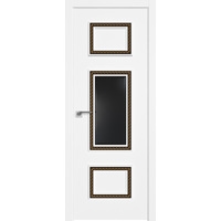 Межкомнатная дверь ProfilDoors 67SMK (белый матовый, кожа evolution черная, золотая патина)