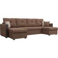 П-образный диван Лига диванов Валенсия 31448 (рогожка, коричневый)