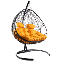 Подвесное кресло M-Group Для двоих 11450407 (черный ротанг/оранжевая подушка)