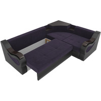 Угловой диван Лига диванов Митчелл 268 правый 107548 (велюр фиолетовый/экокожа черный)