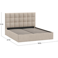 Кровать Трия Эмбер универсальный тип 1 160x200 (микровелюр Wellmart Dark Beige)