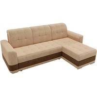 Угловой диван Mebelico Честер 61113 (правый, вельвет, бежевый/коричневый)