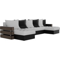 П-образный диван Лига диванов Венеция 100055 (экокожа, белый/черный)