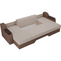 П-образный диван Лига диванов Сенатор 28924 (рогожка, бежевый/коричневый)