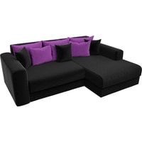 Угловой диван Craftmebel Мэдисон угловой (бнп, вельвет, черный/фиолетовый)
