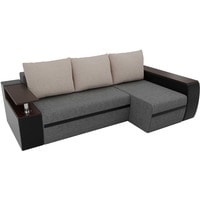 Угловой диван Лига диванов Майами 103035 (правый, рогожка/экокожа, серый/черный/бежевый)