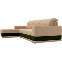 Угловой диван Mebelico Честер 61111 (левый, вельвет, бежевый/зеленый)
