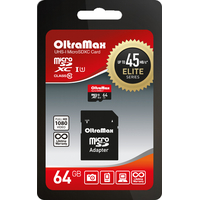 Карта памяти OltraMax Elite OM064GCSDXC10UHS-1-ElU1 microSDXC 64GB (с адаптером)