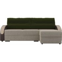 Угловой диван Лига диванов Дарси 103355 (правый, микровельвет, бежевый/коричневый/зеленый)
