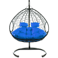 Подвесное кресло M-Group Для двоих 11450410 (черный ротанг/синяя подушка) в Орше