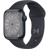 Умные часы Apple Watch Series 8 41 мм (алюминиевый корпус, полуночный/полуночный, спортивные силиконовые ремешки S/M + M/L)