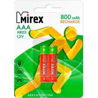 Аккумулятор Mirex AAA 800mAh 2 шт HR03-08-E2