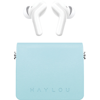 Наушники Haylou T87 Lady Bag (белый/бирюзовый, с цепочкой)