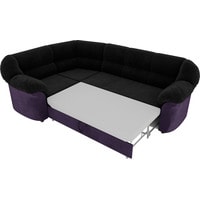 Угловой диван Лига диванов Карнелла 29428 (левый, велюр, черный/фиолетовый)