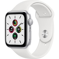 Умные часы Apple Watch SE 44 мм (алюминий серебристый/белый спортивный) в Пинске