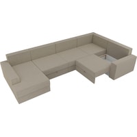 П-образный диван Лига диванов Мэдисон П-образный 28903 (микровельвет, бежевый/коричневый)