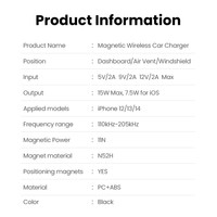 Держатель для смартфона Ugreen Magnetic Car Wireless Charger CD345 15120