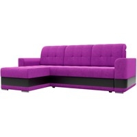 Угловой диван Mebelico Честер 61118 (левый, вельвет фиолетовый/экокожа черный)