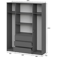 Шкаф распашной NN мебель Денвер 00-00111587 (графит серый)
