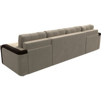 П-образный диван Лига диванов Марсель 29546 (микровельвет, бежевый/коричневый)