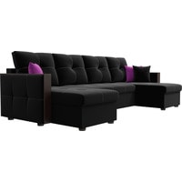 П-образный диван Лига диванов Валенсия 31446 (микровельвет, черный)