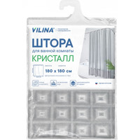 Шторка-занавеска для ванны Вилина Кристалл Peva. 3D квадраты 7179-10313-7 180x180 (серый)