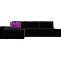 Угловой диван Лига диванов Версаль 29473 (левый, микровельвет, черный)