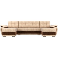 П-образный диван Лига диванов Нэстор 31528 (велюр, бежевый/коричневый)