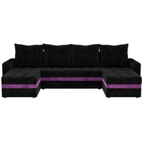 П-образный диван Craftmebel Атланта П (бнп, вельвет, черный)