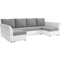 П-образный диван Лига диванов Гесен 29337 (рогожка/экокожа, серый/белый)