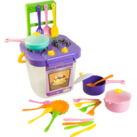 Набор игрушечной посуды Tigres Ромашка с плитой 39153 (25 эл, розовый/зеленый/оранжевый/желтый)