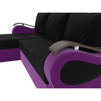 Угловой диван Лига диванов Меркурий лайт левый (микровельвет черный/микровельвет фиолетовый)