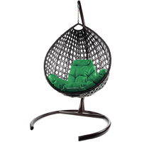 Подвесное кресло M-Group Капля Люкс 11030204 (коричневый ротанг/зеленая подушка)