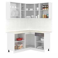 Готовая кухня Кортекс-мебель Корнелия Лира 1.5x1.4 (белый/береза/мадрид)