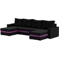 П-образный диван Craftmebel Атланта П (бнп, вельвет, черный)