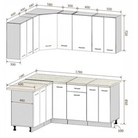 Готовая кухня Кортекс-мебель Корнелия Лира 1.5x1.8 (салатовый/оникс/дуб бунратти)