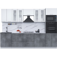 Готовая кухня Интерлиния Мила 3.0 ВТ (белый платинум/бетон портленд/белый гранит)