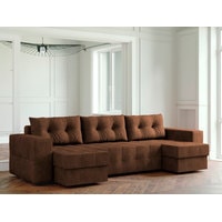 П-образный диван Настоящая мебель Ванкувер Мейсон (п-обр, боннель, рогожка, коричневый)