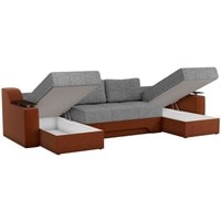 П-образный диван Craftmebel Сенатор (п-образный, н.п.б., рогожка, серый/коричневый)