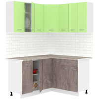 Готовая кухня Кортекс-мебель Корнелия Лира 1.5x1.4 (зеленый/оникс/марсель)