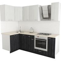 Готовая кухня Хоум Лайн Луиза Люкс 1200x2400 угловой (древесина графит/древесина белая)