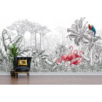 Фотообои ФабрикаФресок Контрастные фламинго и попугаи 285270 (500x270) в Барановичах