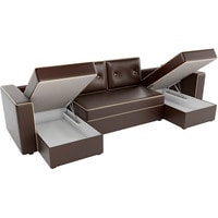 П-образный диван Лига диванов Принстон 100062 (экокожа, коричневый)