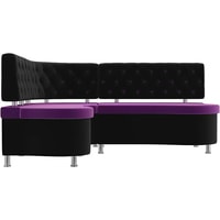 Угловой диван Лига диванов Вегас 105182 (левый, фиолетовый/черный)