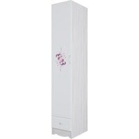 Шкаф-пенал SV-Мебель Акварель 1 Ж с ящиком (ясень анкор светлый/белый матовый/цветы) в Бресте