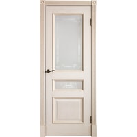 Межкомнатная дверь Юркас Вена-2 ДО 60x200 (эмаль ваниль/мателюкс матовое с фрез. №7+7.1)