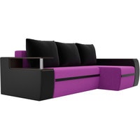 Угловой диван Лига диванов Майами 103029 (правый, микровельвет/экокожа, фиолетовый/черный)