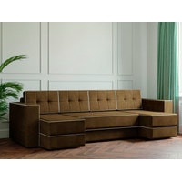 П-образный диван Настоящая мебель Ванкувер Модерн (п-обр., боннель, рогожка, коричневый)