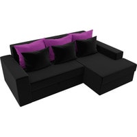 Угловой диван Лига диванов Мэдисон 106202 (правый, микровельвет, черный/фиолетовый/черный)